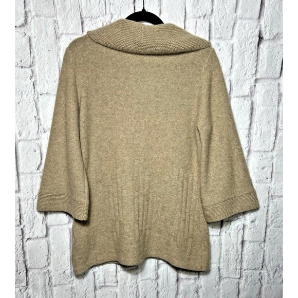 CLASSIQUES ENTIER Women's Pullover Knit Sweater Cowl Neck 100% Cashmere Beige L - Picture 2 of 10